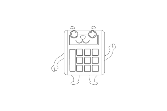 Back to School Kawaii Calculator Outline